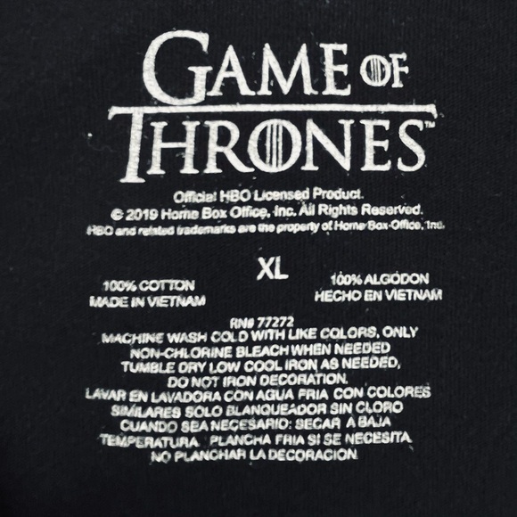 Game Of Thrones 100% Cotton Black Graphic Crewneck Tee XL - Picture 5 of 5